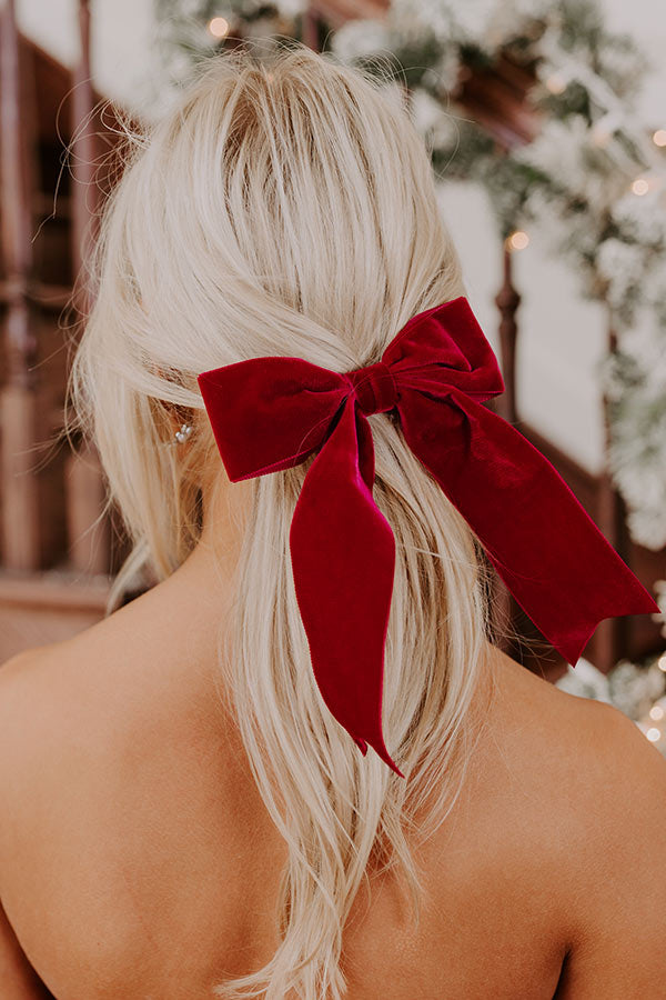 Premium Velvet Bow Hair Clip - Wine Elegance