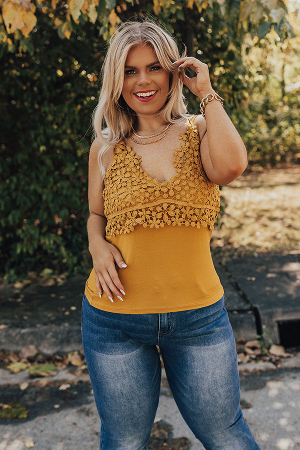 Premium Call Me Yours Crochet Tank - Mustard Curves