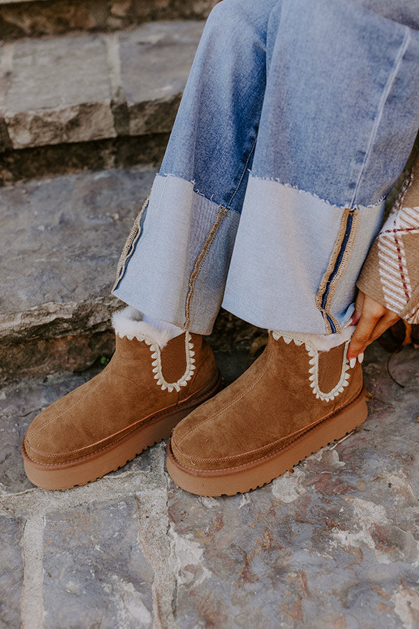 Premium Phoebe Faux Suede Platform Bootie - Ultimate Comfort in Tan