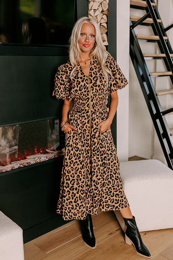 Premium Leopard Print Midi Dress - Urban Chic Edition