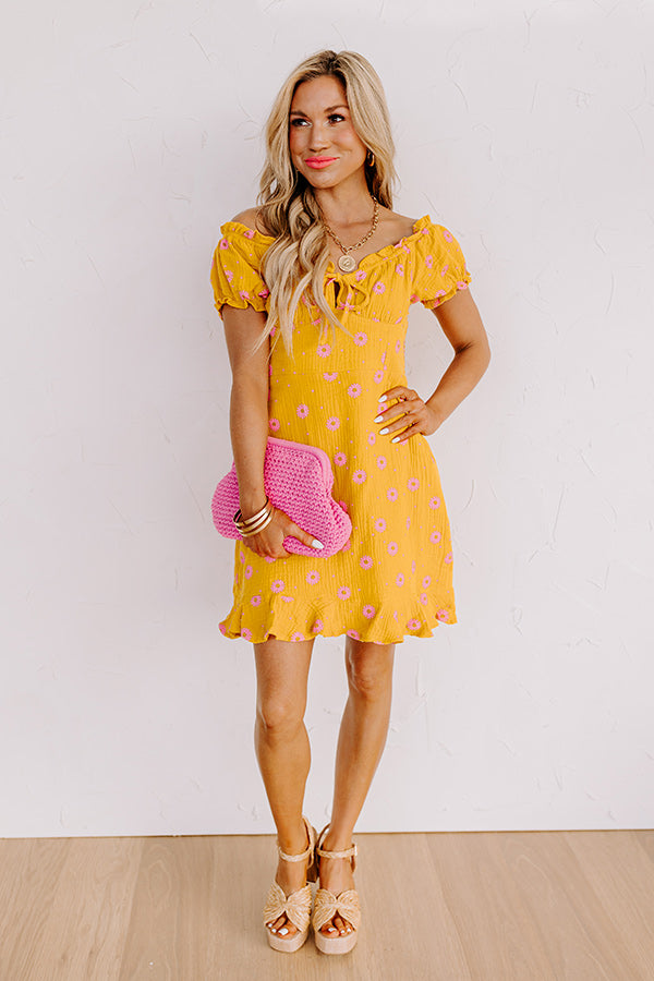 Premium Mustard Floral Thrill Me Dress