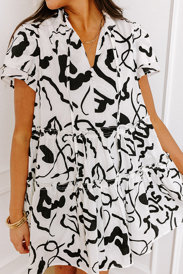 Premium Black Abstract Art Mini Dress