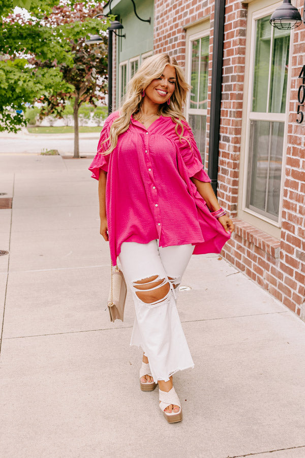 Ultimate Divine Downtime Button-Up: Hot Pink Curves for Effortless Style