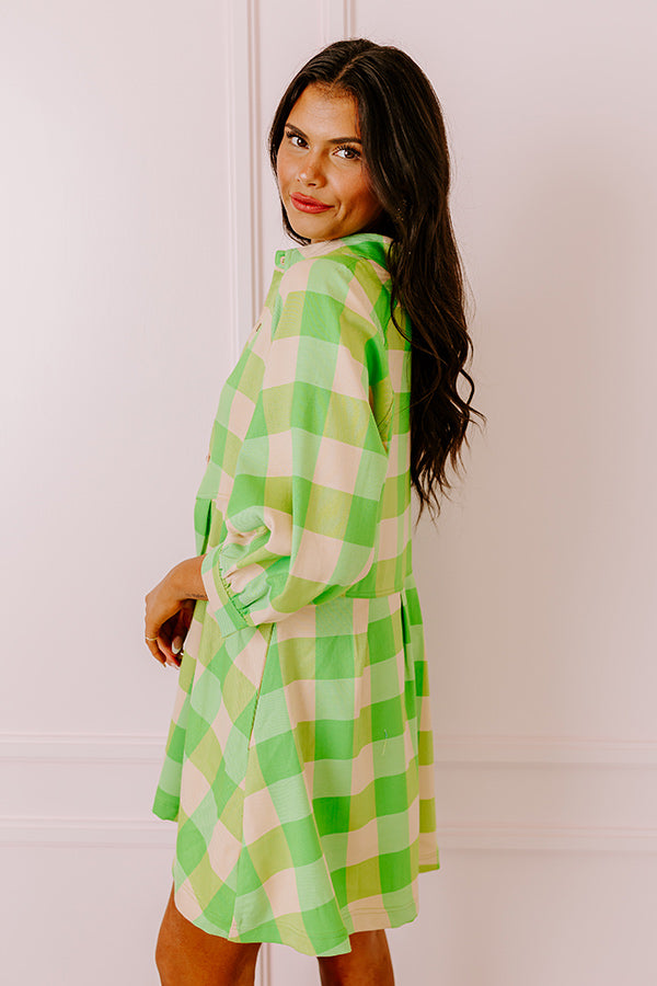 Ultimate Lime Picnic Mini Dress - Relaxed & Stylish