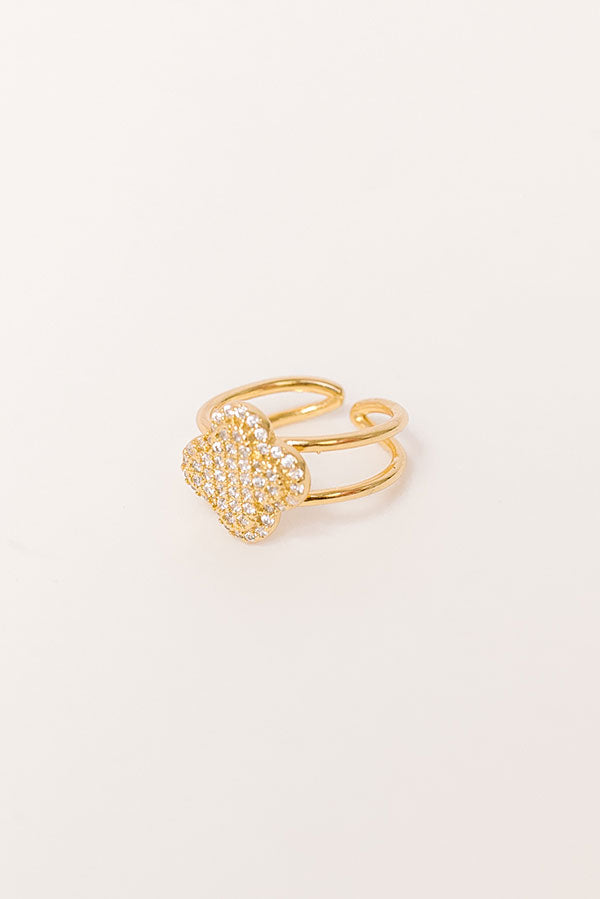 Premium Sparkle Gold Quatrefoil Ring