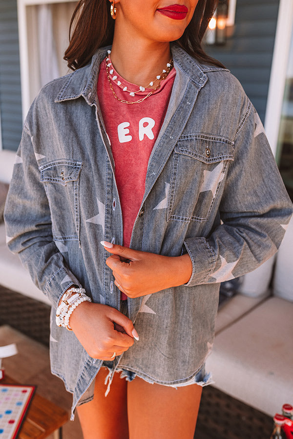 Premium Spirit Of '76 Star-Pattern Button-Up Shirt