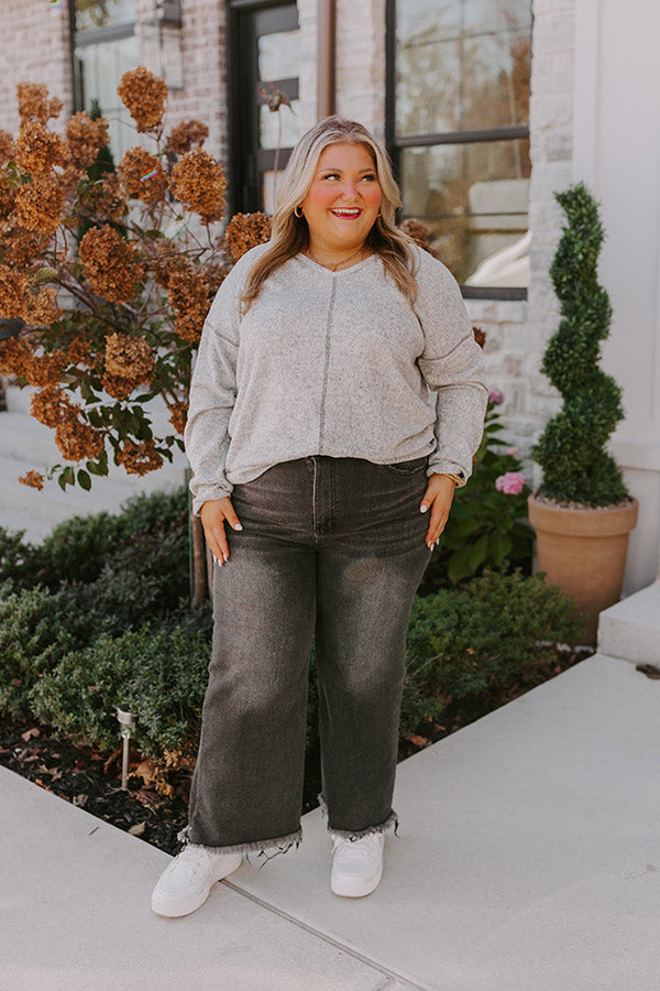 Premium Cozy Coast Shift Top - Grey Curves Plus Size