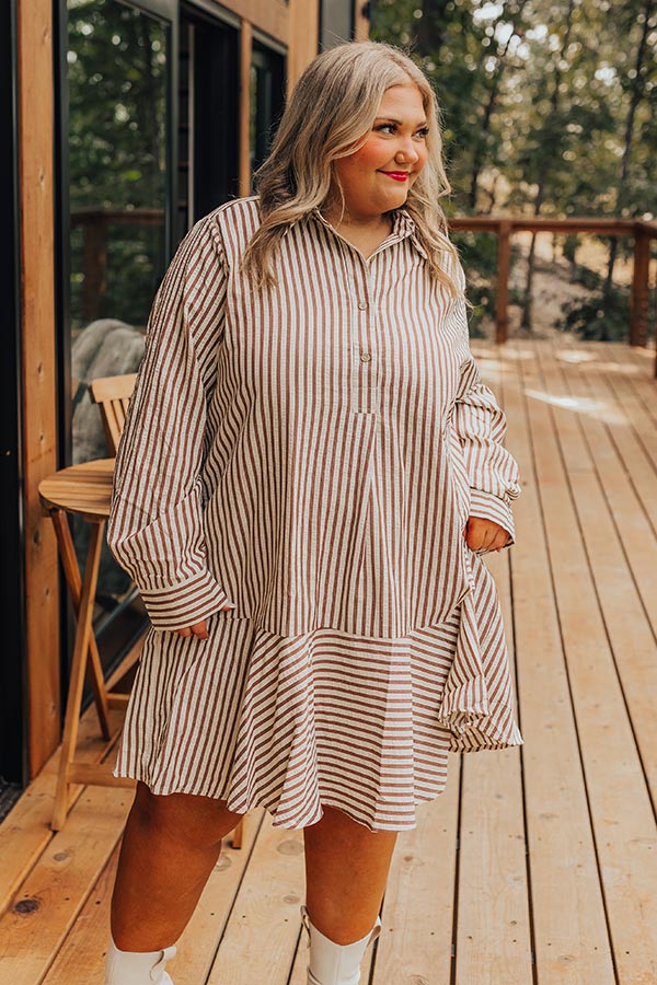 Premium Striped A-Line Mini Dress in Brown | Ultimate Style Upgrade