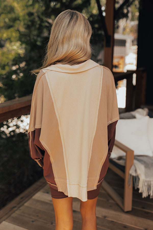 Premium Espresso Please Color Block Sweatshirt - Ultimate Cozy Style