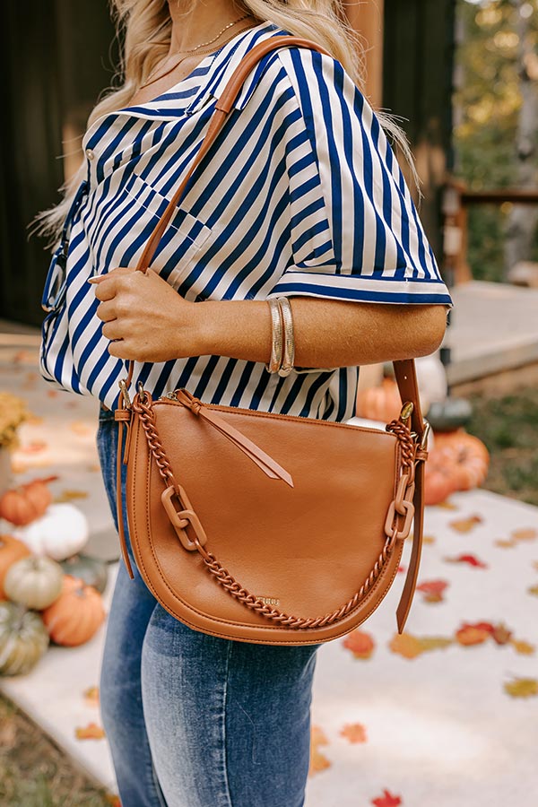 Premium Uptown Allure Faux Leather Crossbody Bag - Stylish Brown