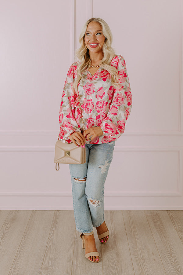 Premium Light Pink Floral Chiffon Top - Effortless Elegance