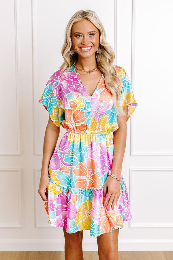 Tropical Escape Mini Dress - Coral Cove