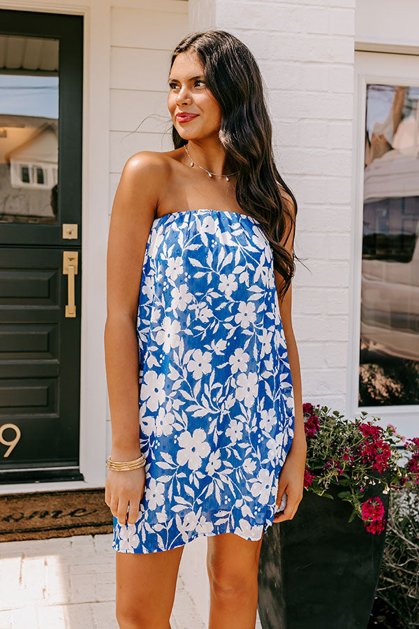 Premium Malibu Floral Mini Dress in Royal Blue - Ultimate Summer Style