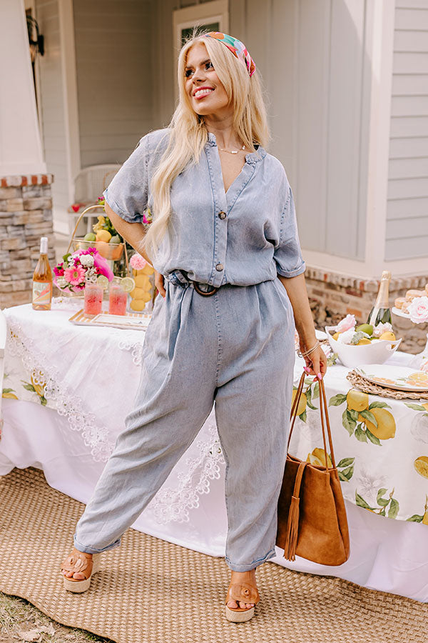 Ultimate Comfort Chambray Jumpsuit - Curves Edition