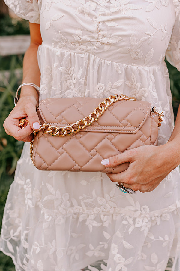 Premium Quilted Faux Leather Purse in Warm Taupe - Chic & Versatile