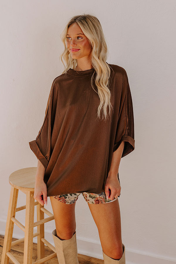 Premium City Lights Satin Top - Ultimate Chestnut Elegance