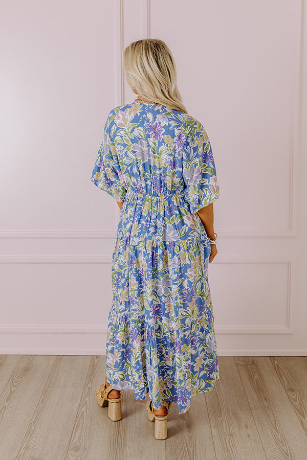 Premium Periwinkle Blossom Breeze Maxi Dress