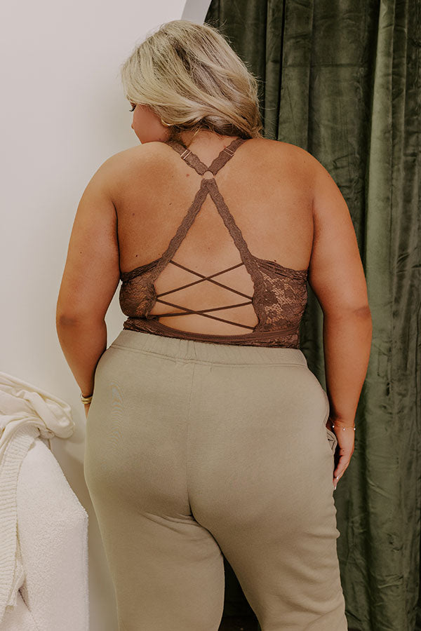 Premium Juliette Racerback Lace Bralette - Chocolate Curves