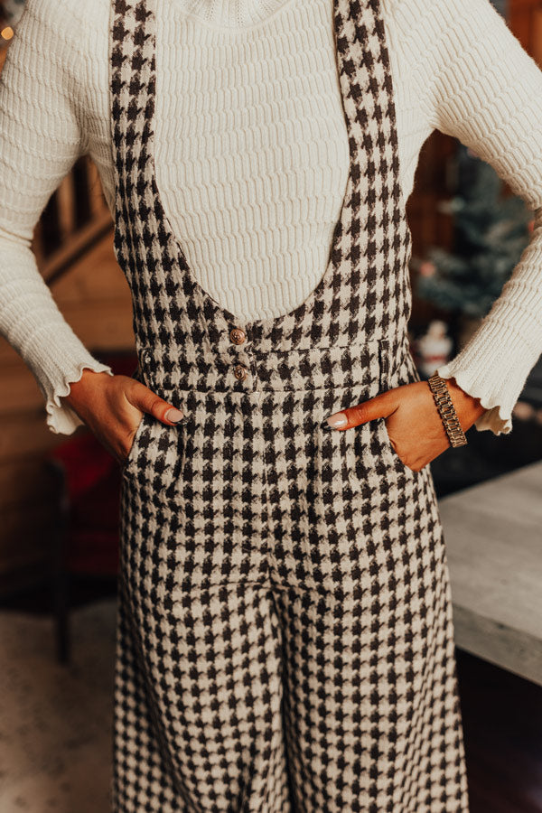 Ultimate Soho Houndstooth Jumpsuit in Espresso - Premium Style