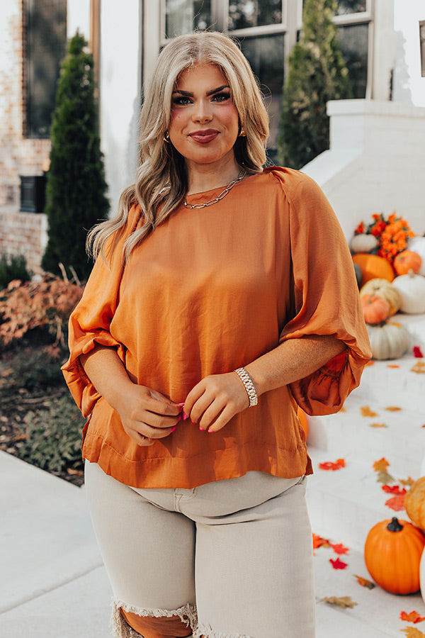 Premium Rust Curves Shift Top - Effortless Elegance