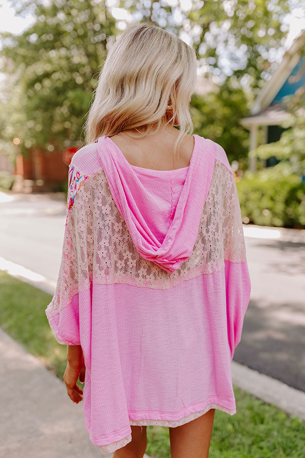 Premium Boho Peaceful Pause Lace Top - Pink