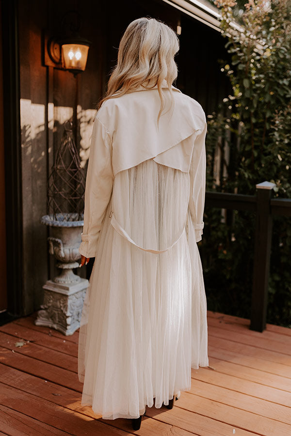 Ultimate Cream Tulle Trench Coat – Catwalk Elegance