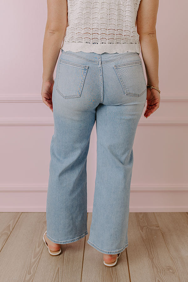 Just USA Wren Premium High Waist Straight Leg Jeans - Light Wash Denim