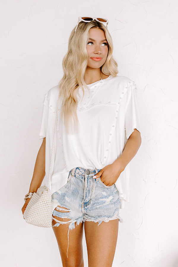 Premium Poised Romance Embellished Top - Ultimate White Elegance