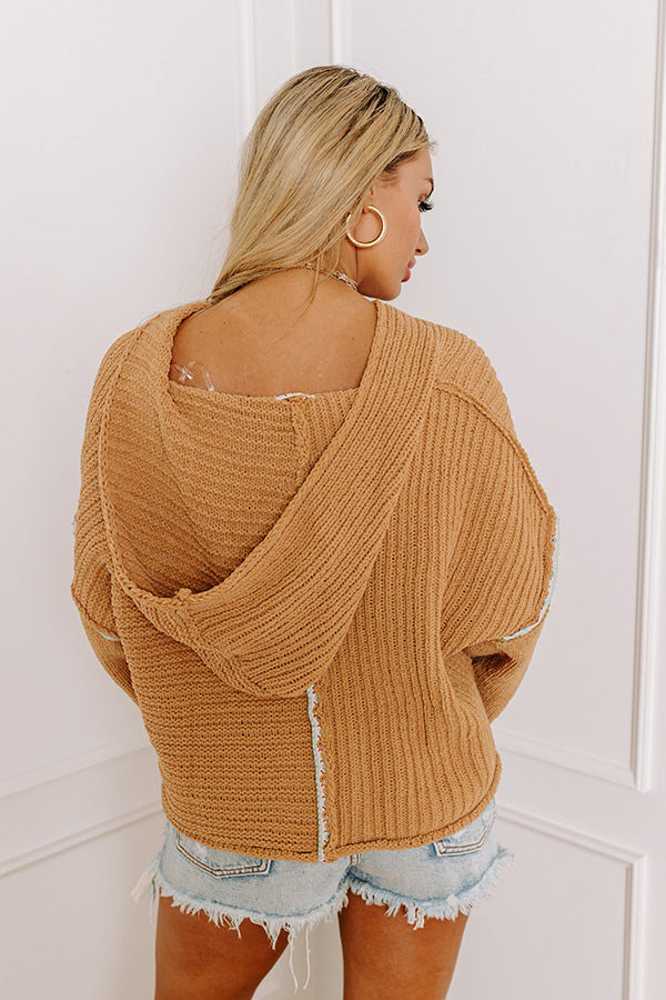 Premium Boho Knit Hoodie - Camel Cozy Edition