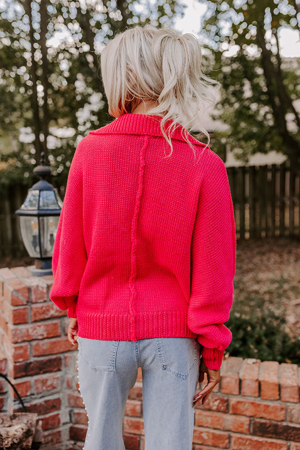 Premium Bright Red Knit Sweater for Fall | Apple Picking Style