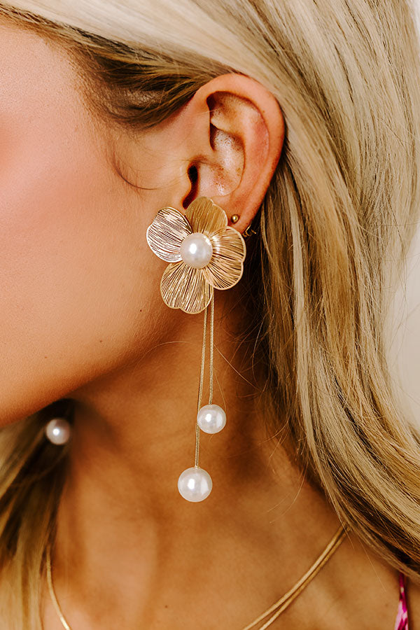 Premium Floral Pearl Drop Earrings