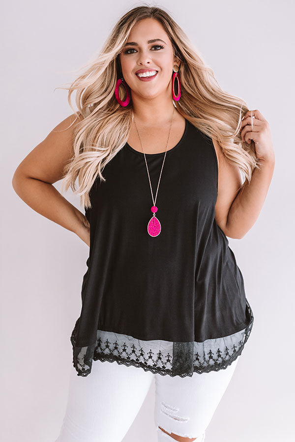 Premium Athens Shift Tank - Black Lace Hem for Curves