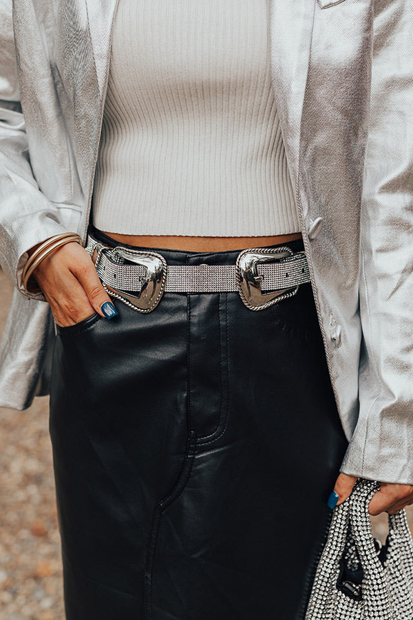Premium Rhinestone Country Road Belt - Silver Sparkle Edition
