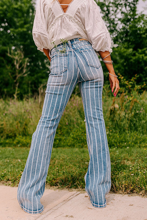 The Rebecca Premium High Waist Distressed Flare Jeans