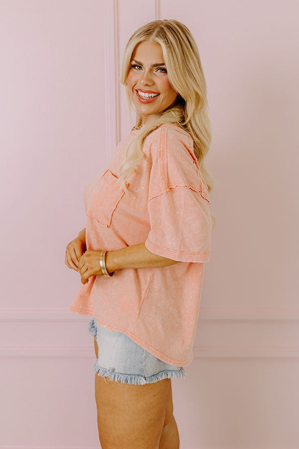 Premium Mineral Wash Tee - Peach Curves | Upgrade Your Casual Style