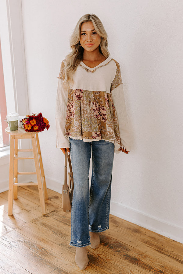 Premium Waffle Knit Paisley Top - Ultimate Style & Comfort