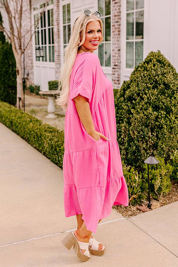 Ultimate Chic: Pink Curves Midi Dress