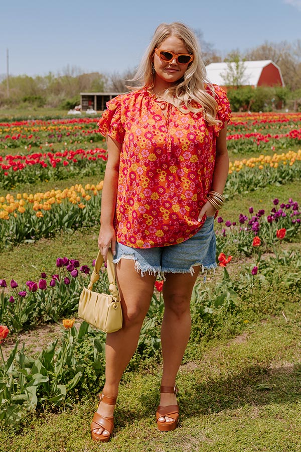 Ultimate Peony Path Shift Top - Floral Elegance