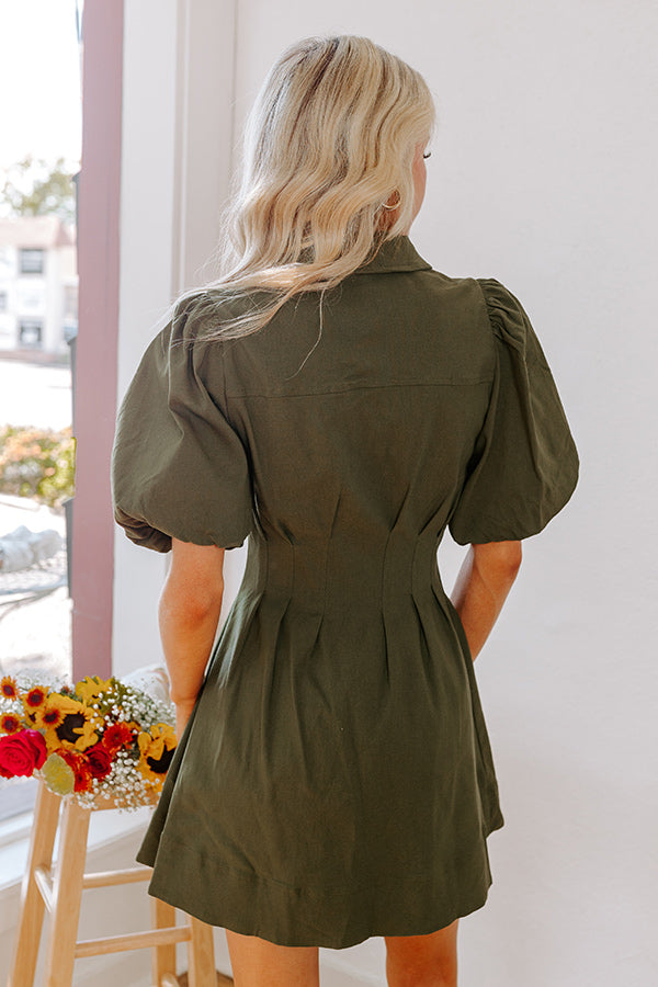 Ultimate Olive Button Down Mini Dress – Chic & Flattering