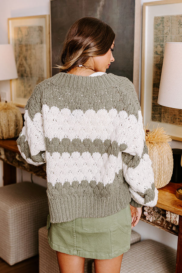 Premium Stripe A-Pose Knit Cardigan in Sage - Ultimate Cozy Style
