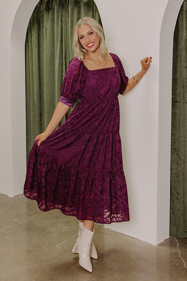 Premium Tuscan Vineyard Jacquard Midi Dress