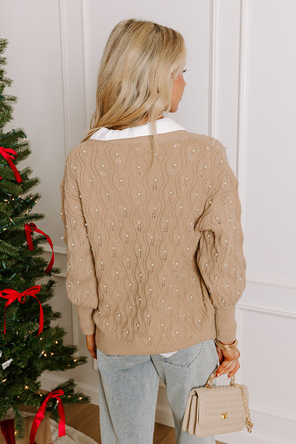 Premium Taupe Embellished Knit Sweater - Ultimate Comfort & Style