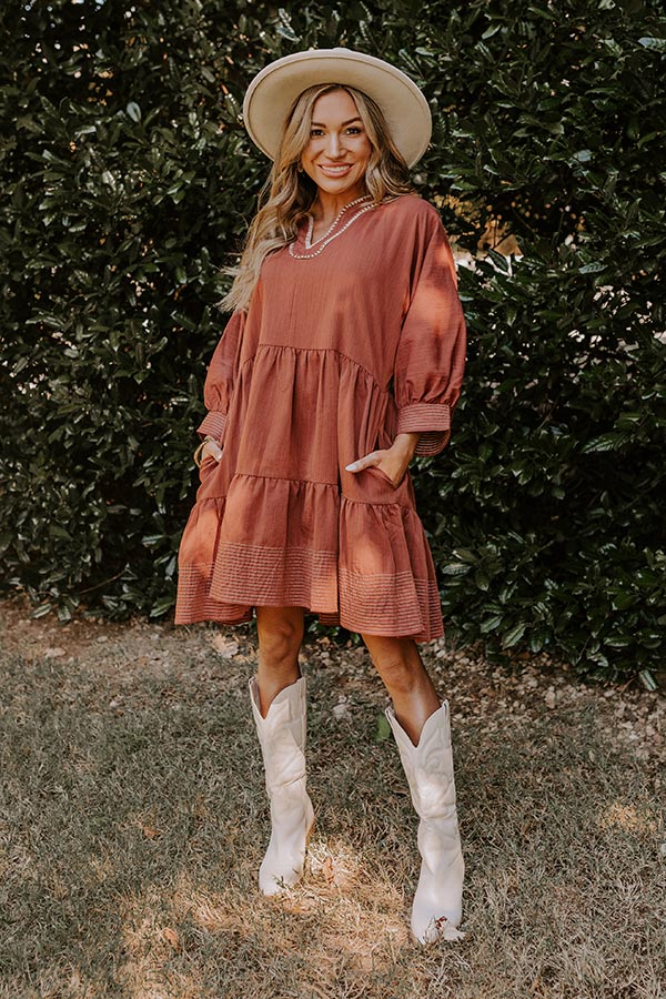 Premium Dreamy Moment Mini Dress in Rust - Ultimate Comfort & Style