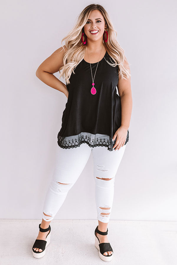 Premium Athens Shift Tank - Black Lace Hem for Curves