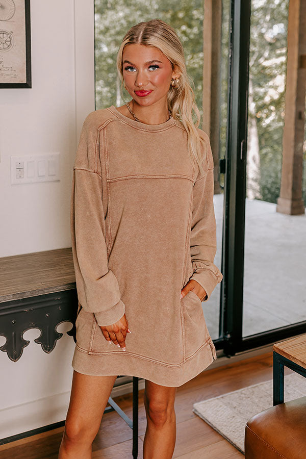 Premium Trailside Mimosas Vintage Wash Mini Dress in Camel – Effortless Style Upgrade