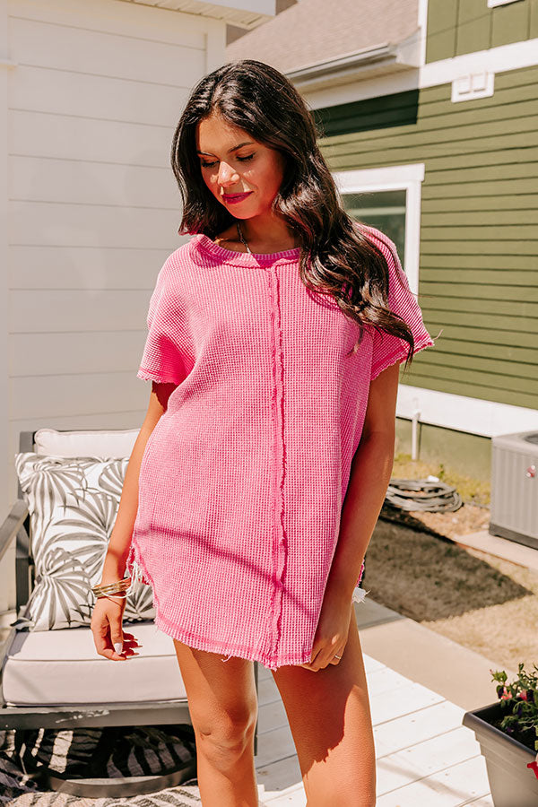 Ultimate Comfort Waffle Knit Top - Soft Pink