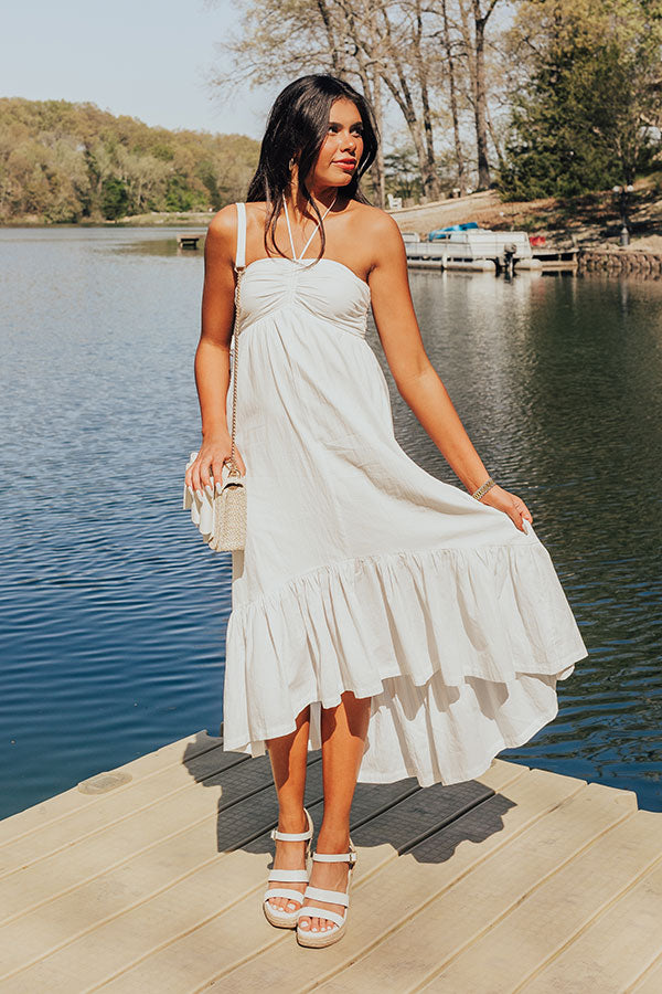 Premium Lakeside Party Halter Midi Dress - Ultimate Summer Elegance