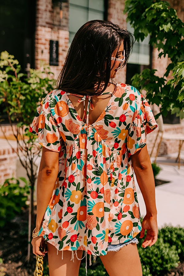 Premium Champagne Floral Babydoll Top - Memories On Repeat