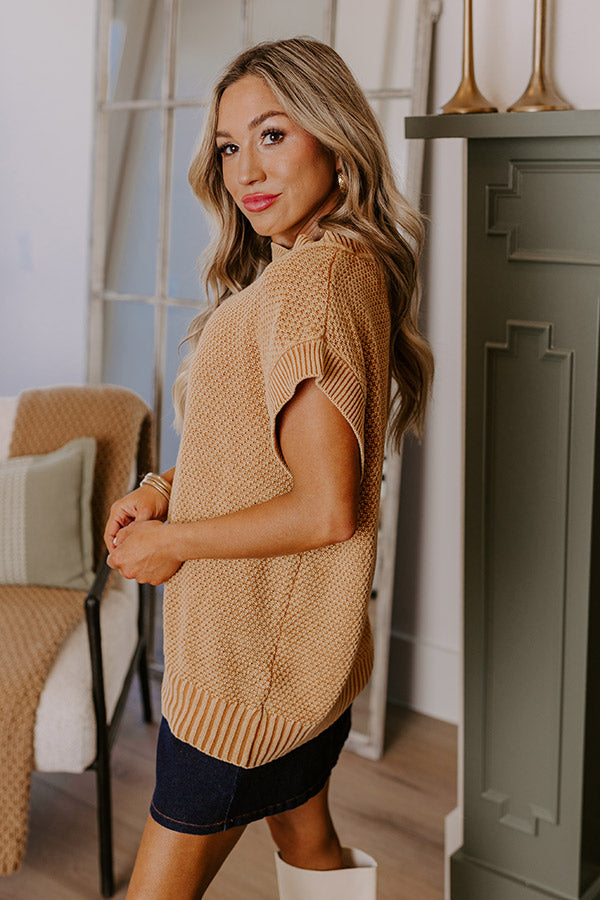 Premium Vintage Wash Knit Top - Camel | Ultimate Casual Chic