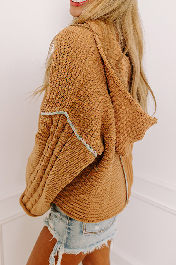 Premium Boho Knit Hoodie - Camel Cozy Edition